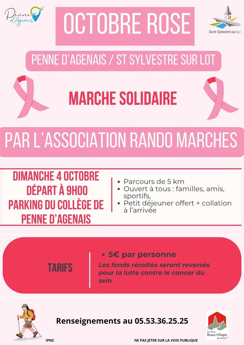 Octobre rose : Marche ... - Crédit: Association rando marche Penne d'Agenais | CC BY-NC-ND 4.0