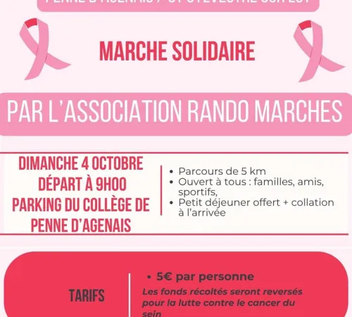 Octobre rose : Marche solidaire à Penne-d'Agenais et St Sylvestre