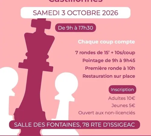 Tournoi d'échecs pour Octobre Rose