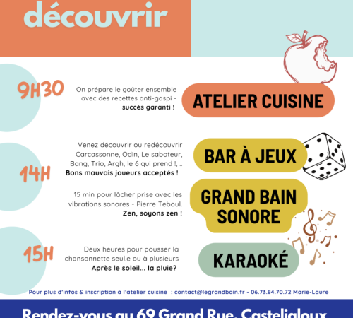 Le Grand Bain - cuisiner, jouer, chanter