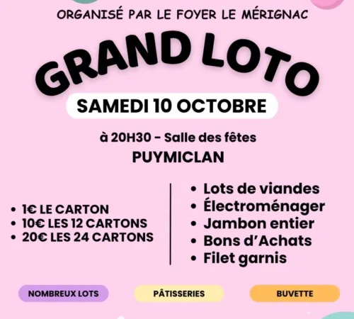 🎱 Grand loto de l’AMAT à Puymiclan : tentez votre chance !