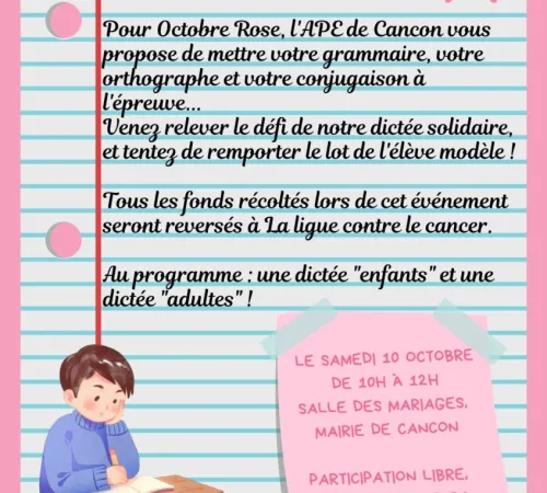 Dictée pour octobre rose