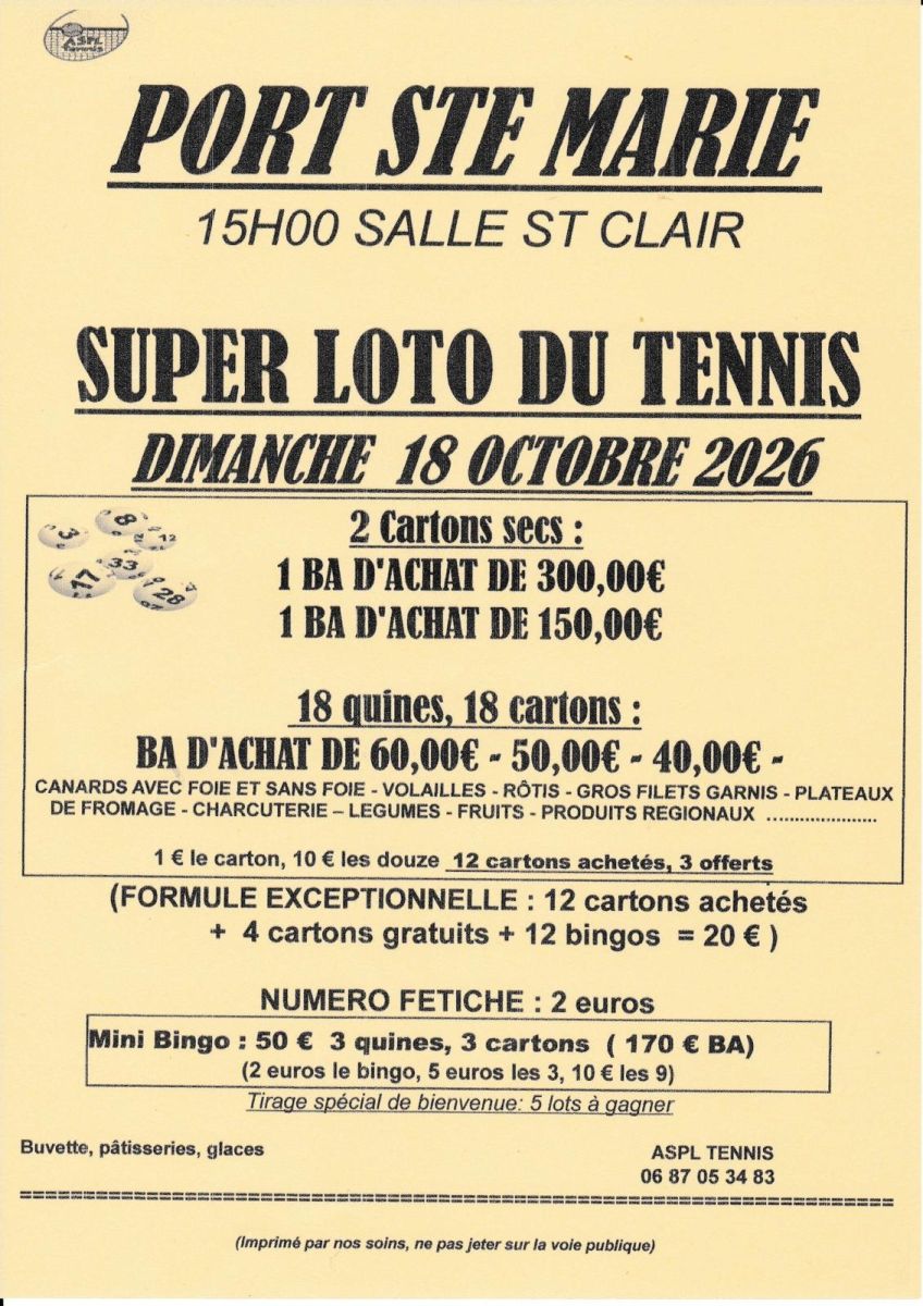 Loto tennis port sain ...