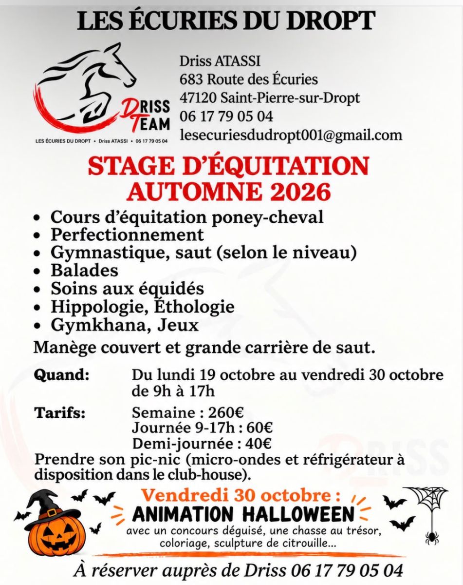 Stage d'équitation et ...