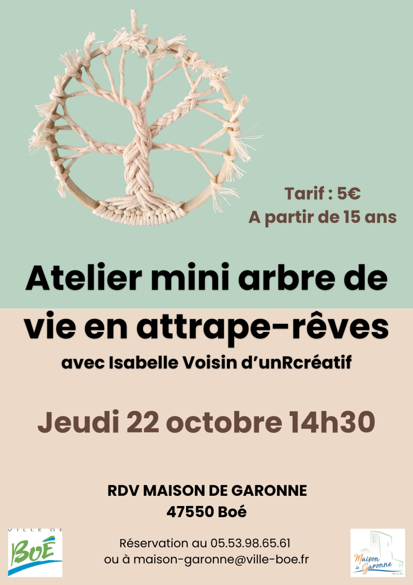 Atelier mini arbre de vie en attrape-rêves – public ado et adultes