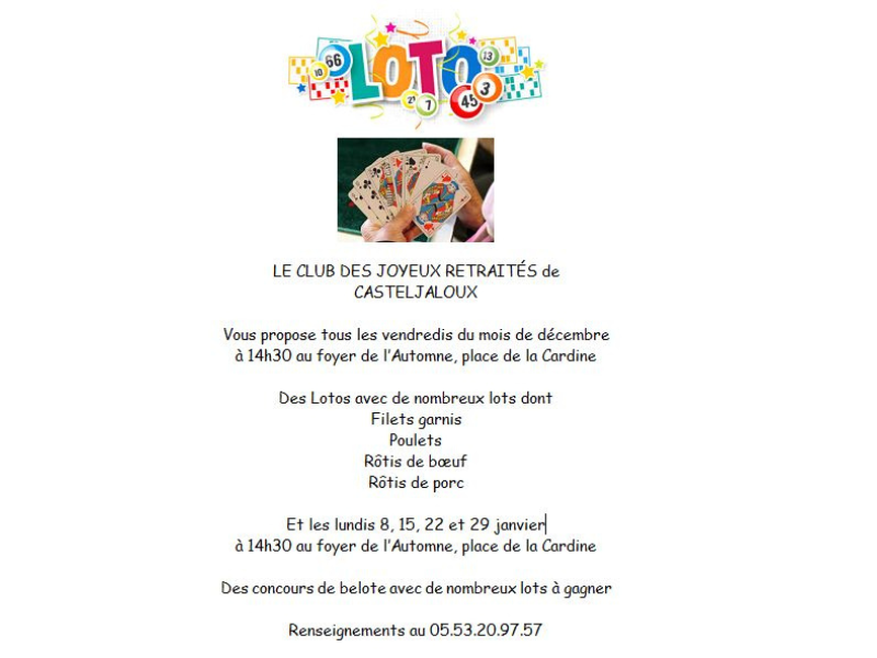 SUPER LOTO DE LA NOUVELLE ANNEE - Astaffort (47220) - Jeux de hasard - Loto