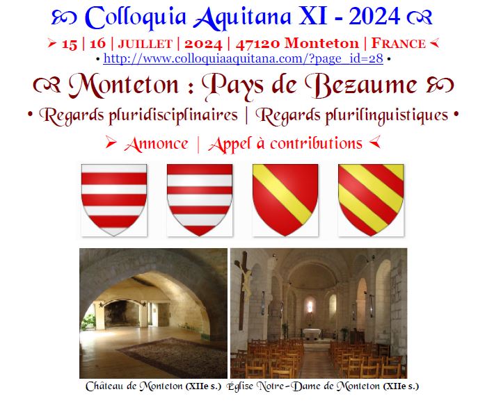 Colloquia Aquitana XI - 2024 : Monteton : Pays ...