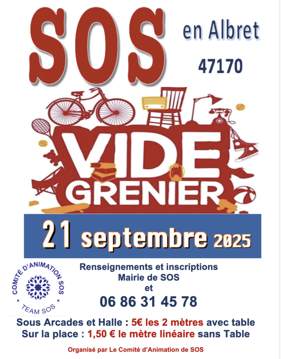 Vide grenier de SEPTEMBRE à SOS