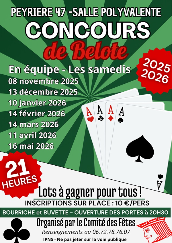 Concours de belote en équipe