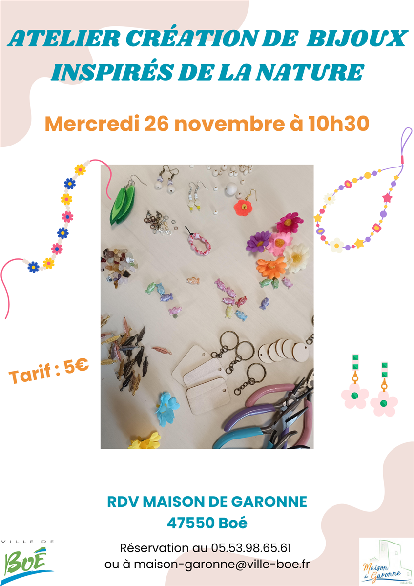 Atelier créatif "bijoux inspirés de la nature"