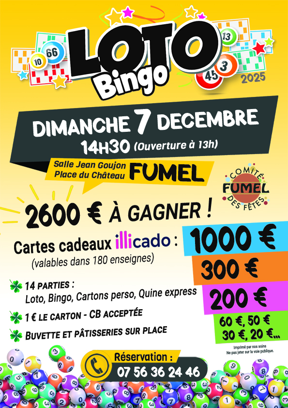 SUPER LOTO 07/12 - Comité des fêtes de Fumel