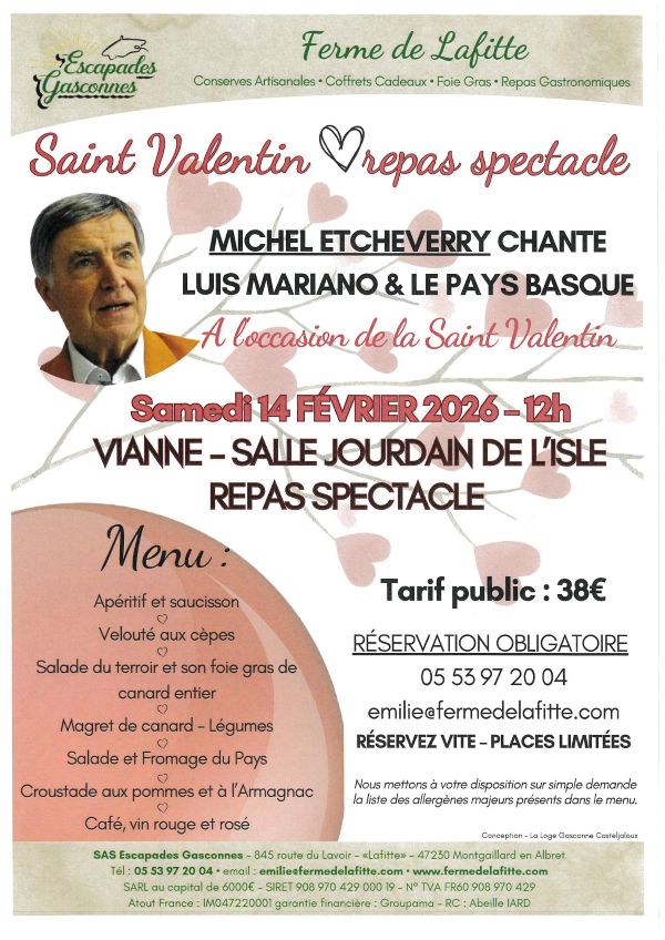 Saint Valentin à la ferme de Lafitte : Repas s ...