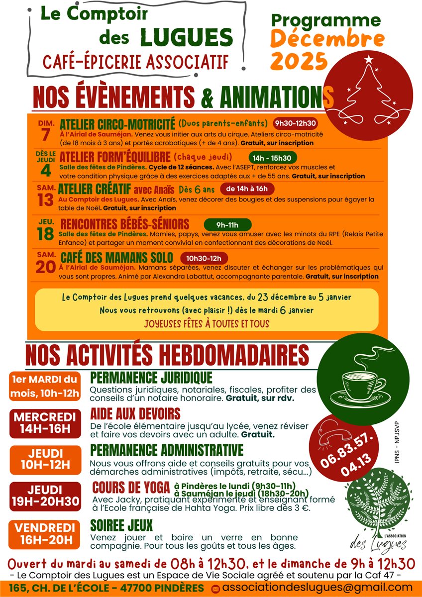 Programme des Lugues - décembre 2025