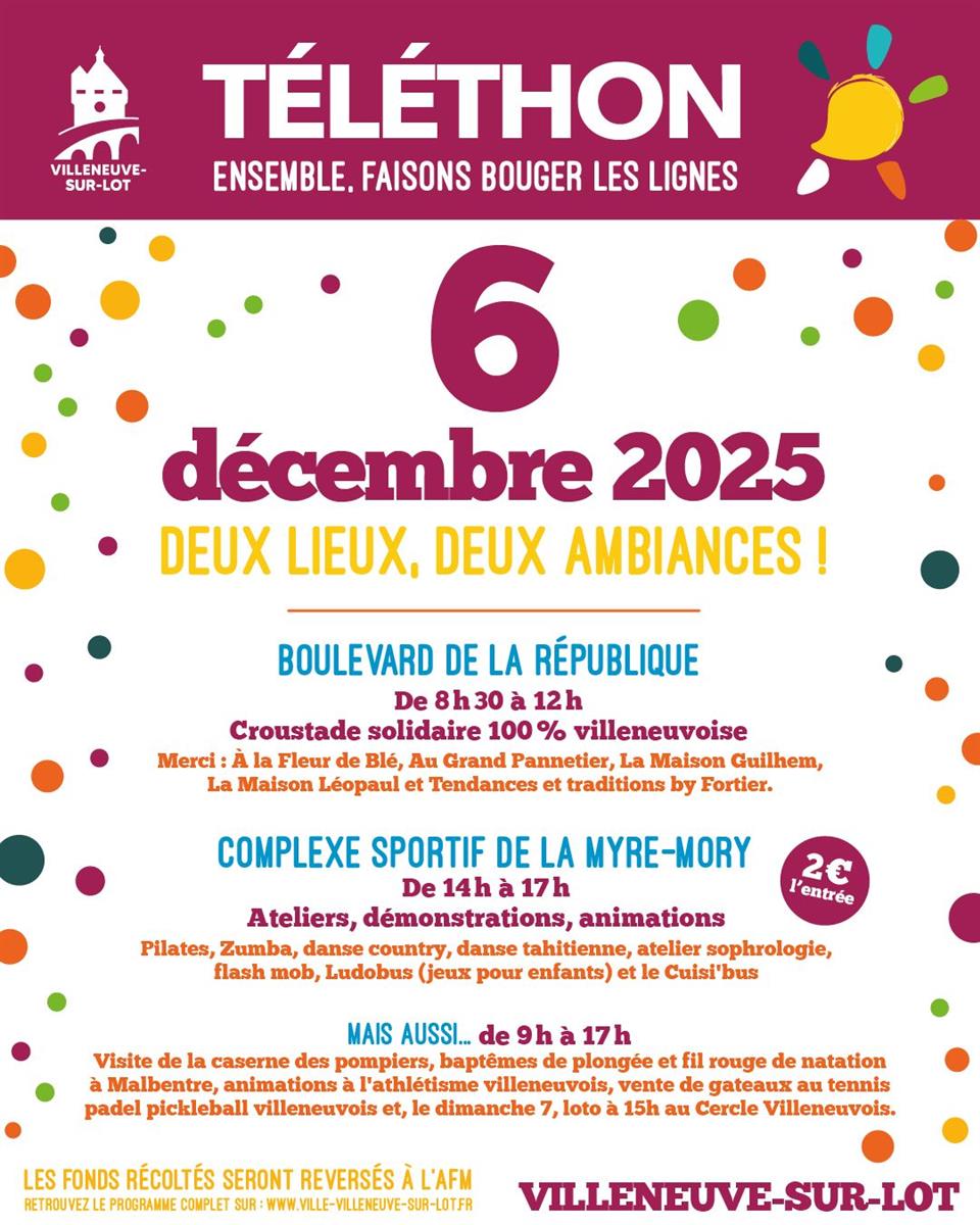 Téléthon 2025 : Villeneuve-sur-Lot se mobilise