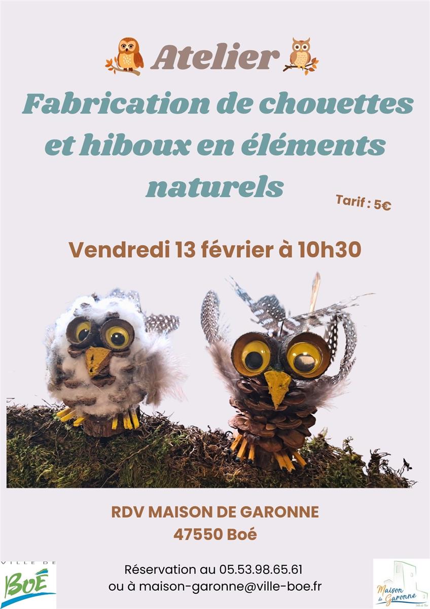 Atelier de fabrication de chouettes et hiboux  ...