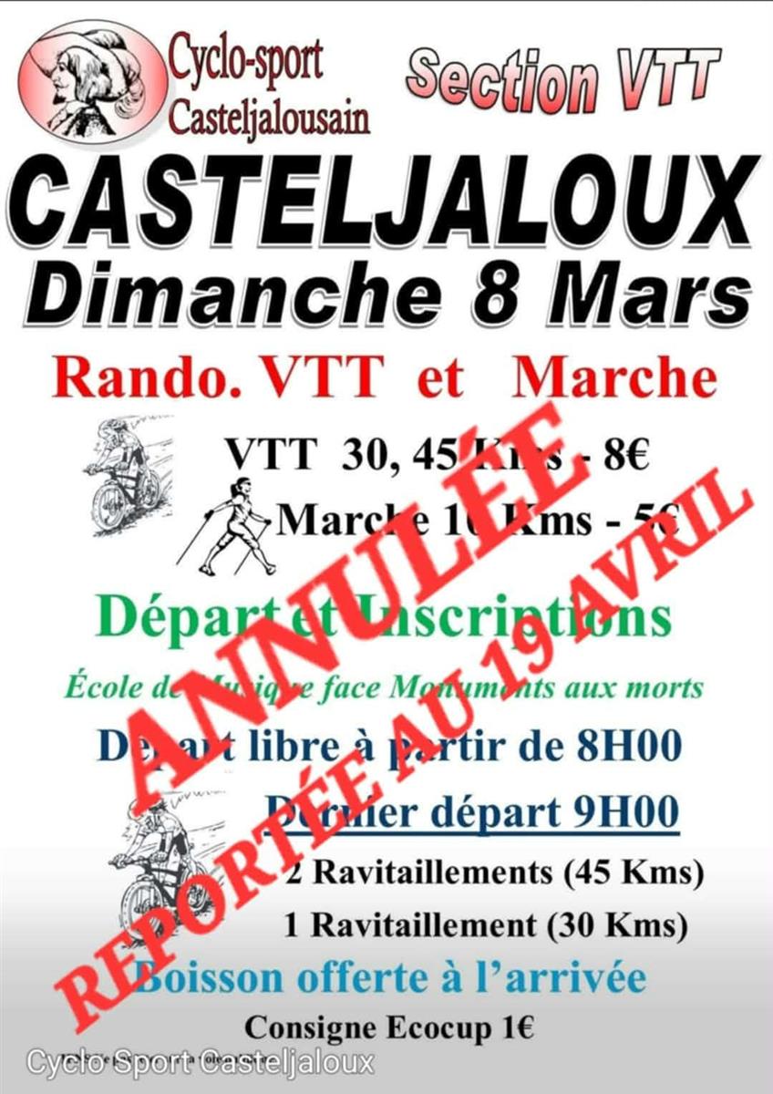 Rando VTT et Marche ANNULÉE