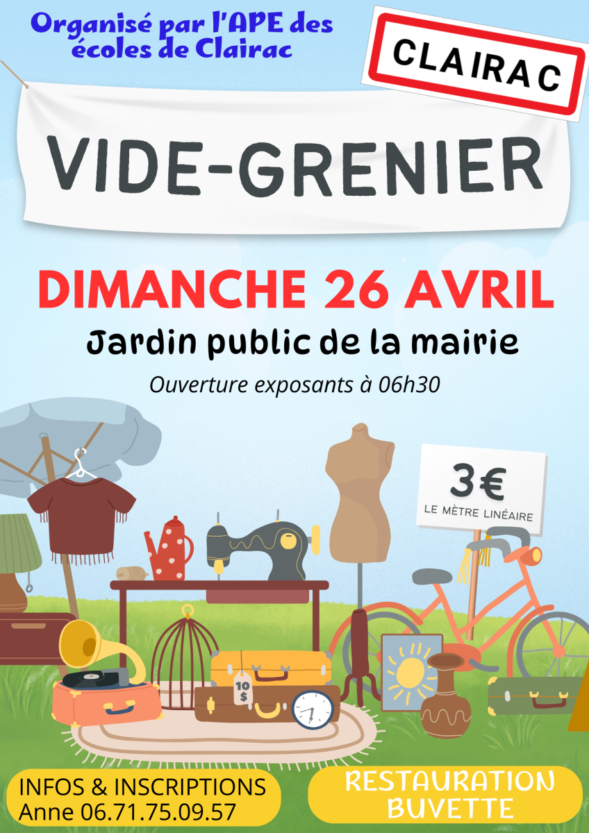 VIDE GRENIER APE DES ECOLES DE CLAIRAC