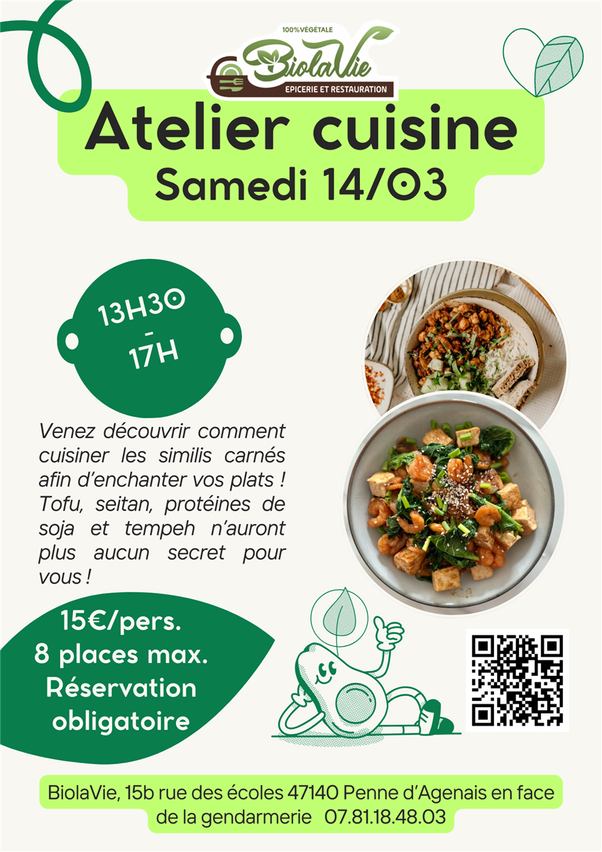 Atelier cuisine spécial substituts de viande