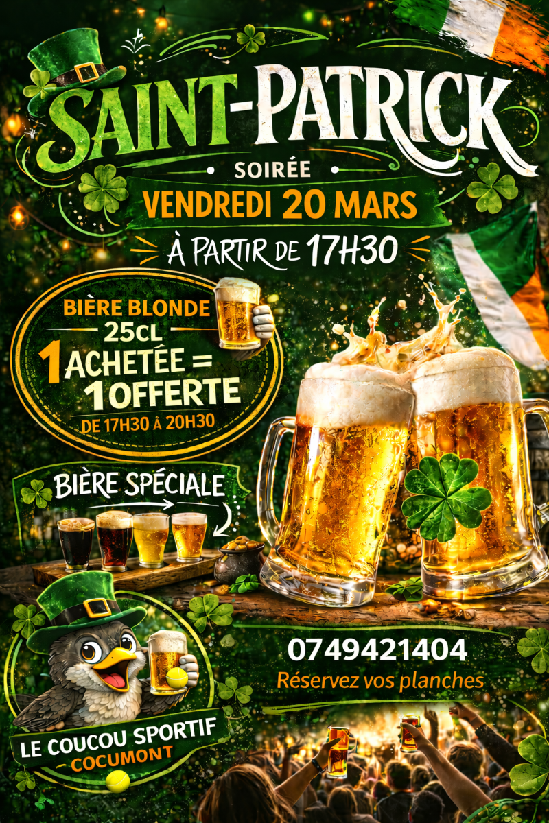 Soirée Saint-Patrick au Coucou Sportif