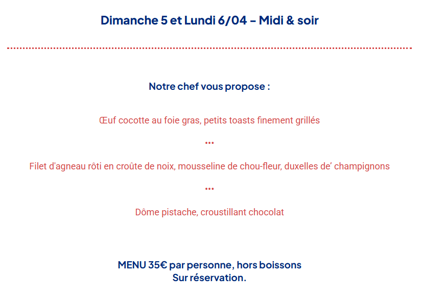 Menu de Pâques - Casino