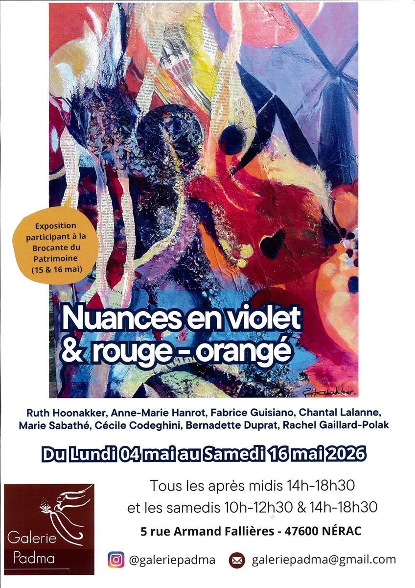 Exposition - nuances en violet et rouge-orangé