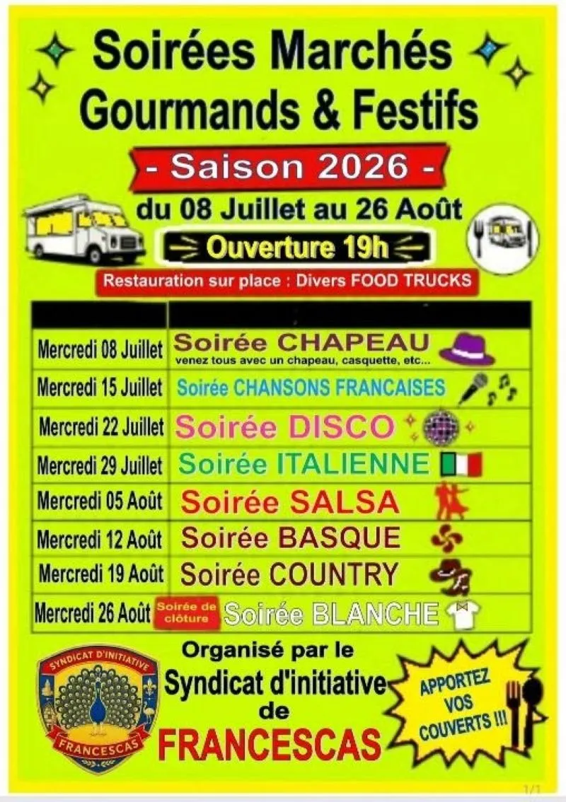 Marchés gourmands et ... - Crédit: Syndicat d'Initiative de Francescas | CC BY-NC-ND 4.0