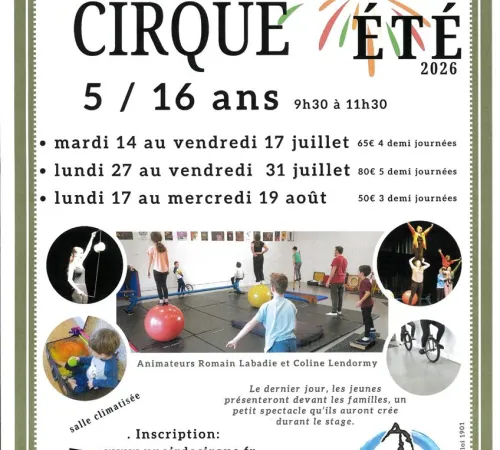 Stage de cirque été 2026