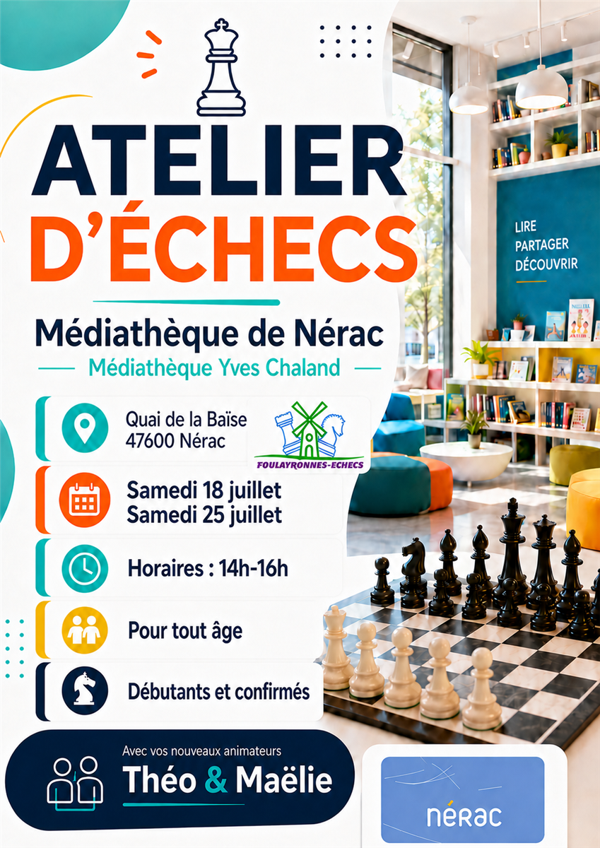Atelier Echecs à la m ... - Crédit: Médiathèque Yves Chaland | CC BY-NC-ND 4.0