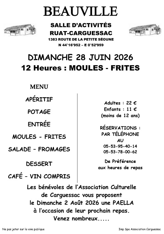 Repas Moules frites
