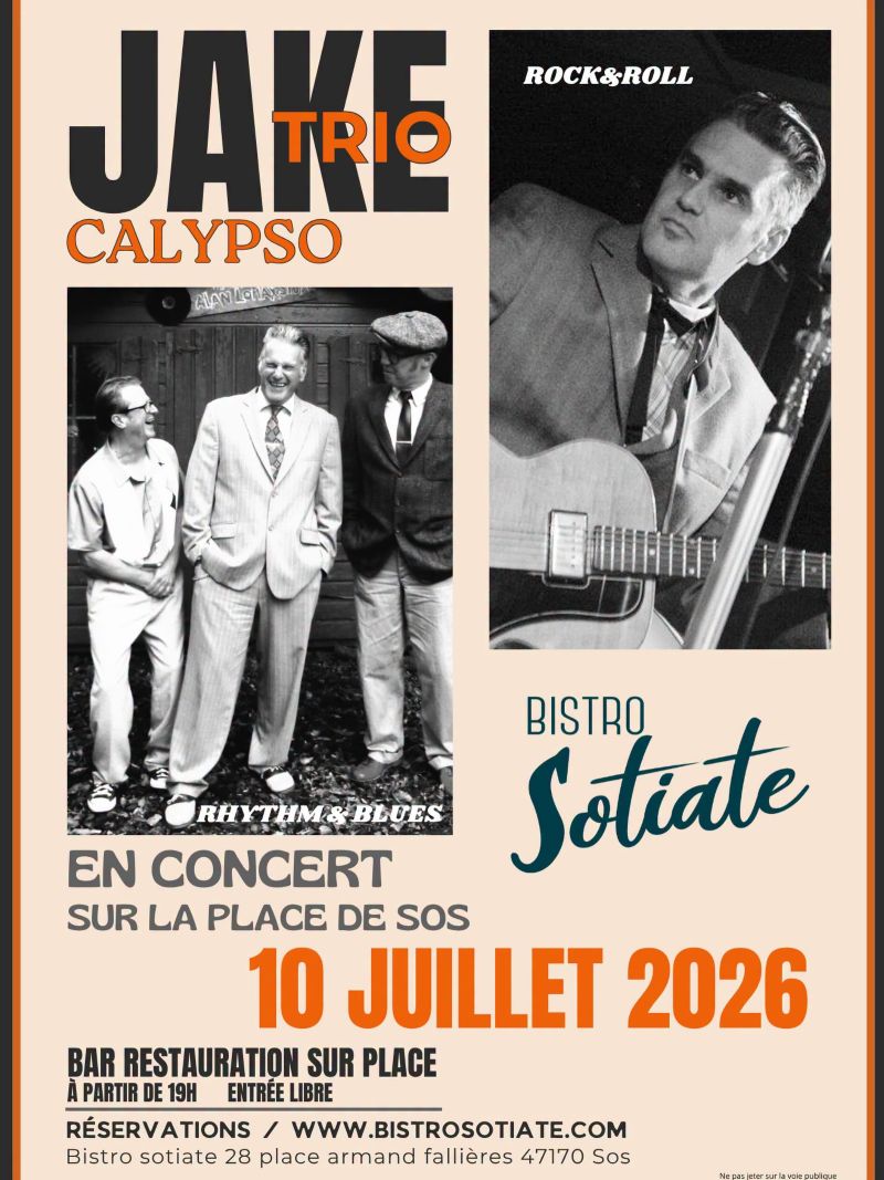 Concert Jake Calypso trio au Bistrot Sotiate