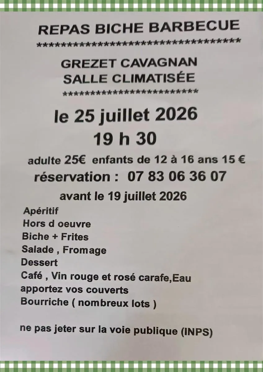 Repas biche barbecue - Crédit: Société de chasse | CC BY-NC-ND 4.0