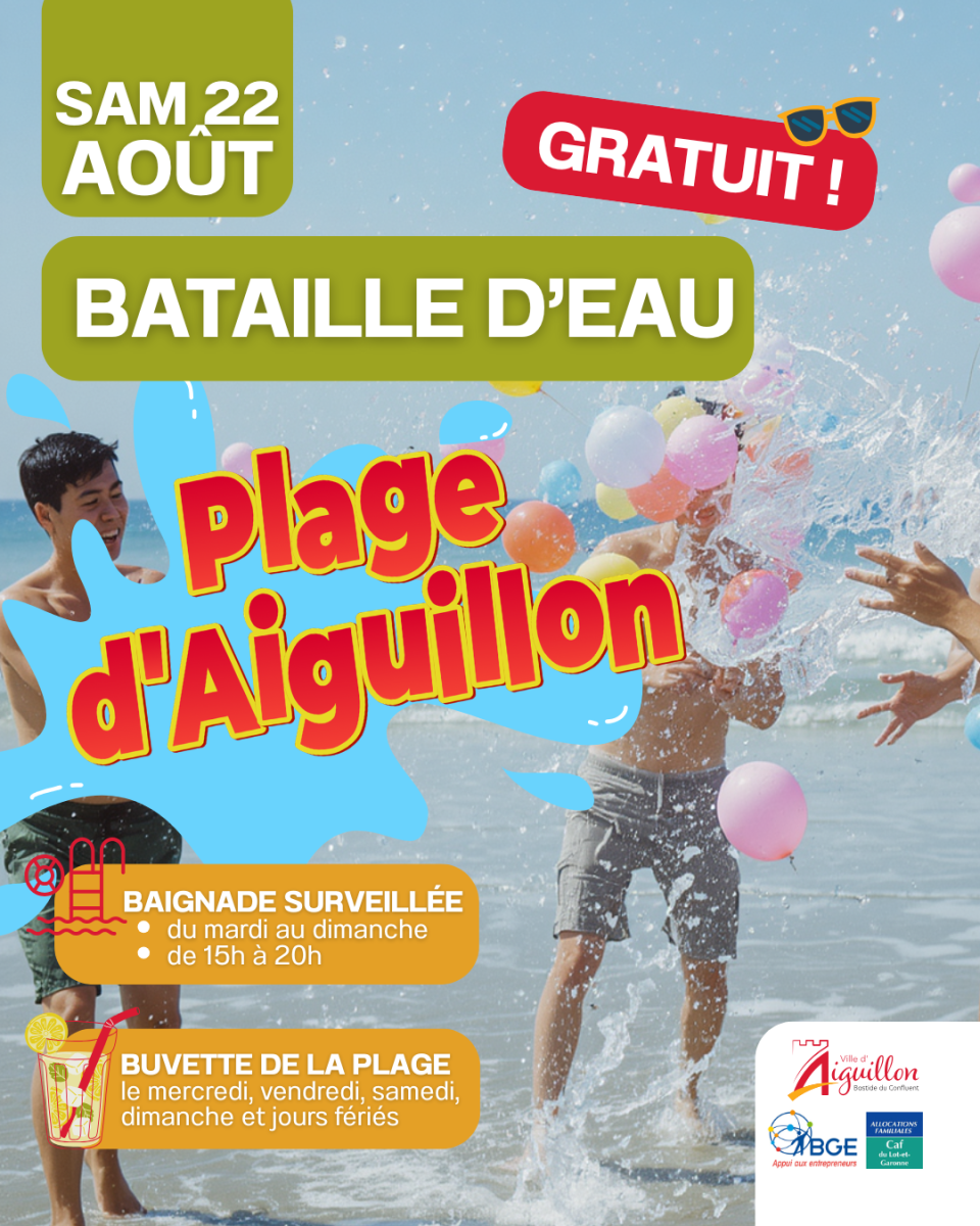 Bataille d'eau géante à la plage