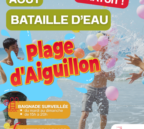 Bataille d'eau géante à la plage