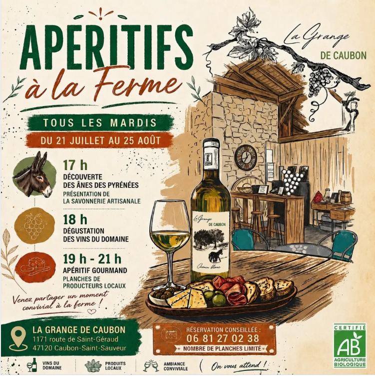 Apéritifs à la Ferme La Grange de Caubon