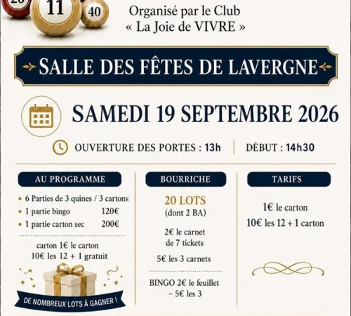 CHANGEMENT DE LIEU - Loto public du club "la Joie de Vivre"