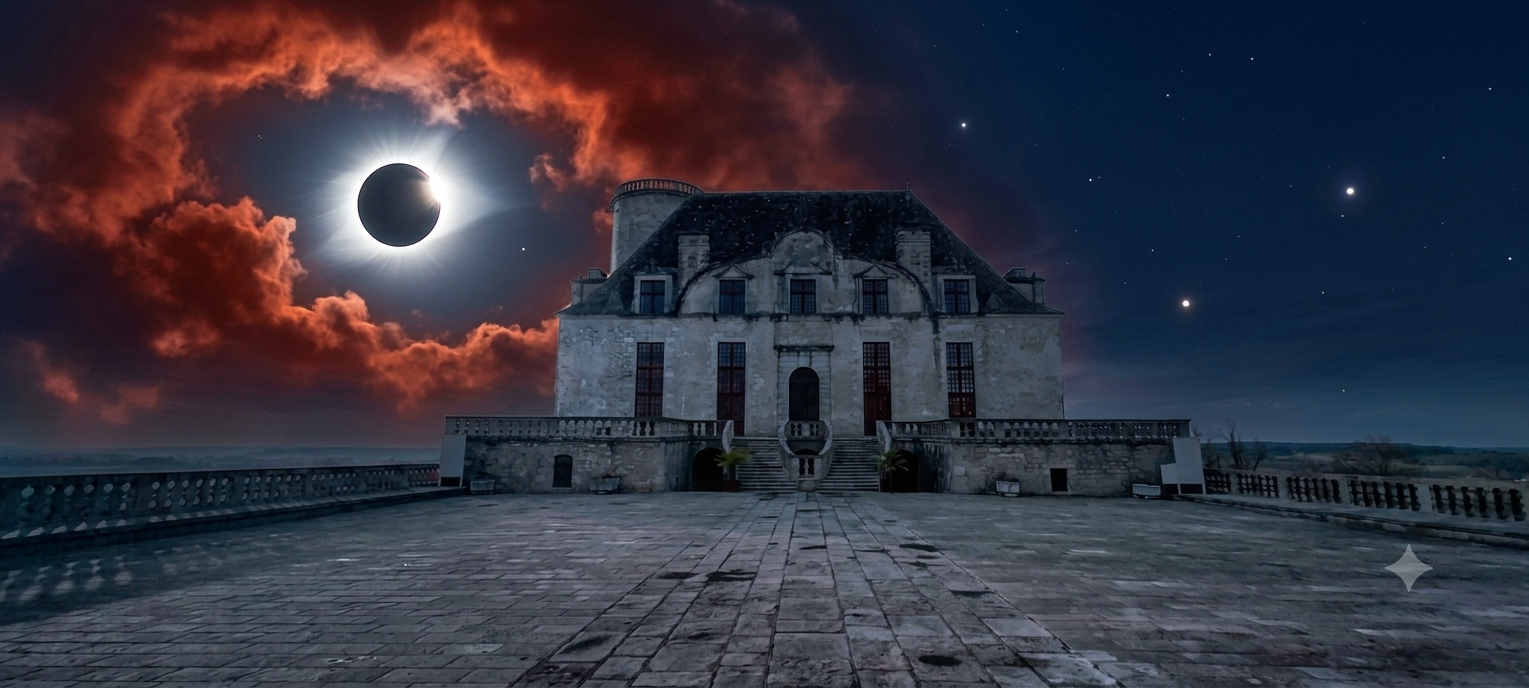 Observation de l'éclipse solaire depuis le château de Duras