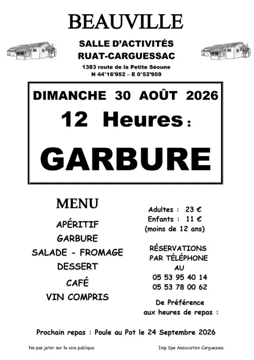Repas Garbure - Crédit: Association Culturelle et Laïque de Carguessac | CC BY-NC-ND 4.0