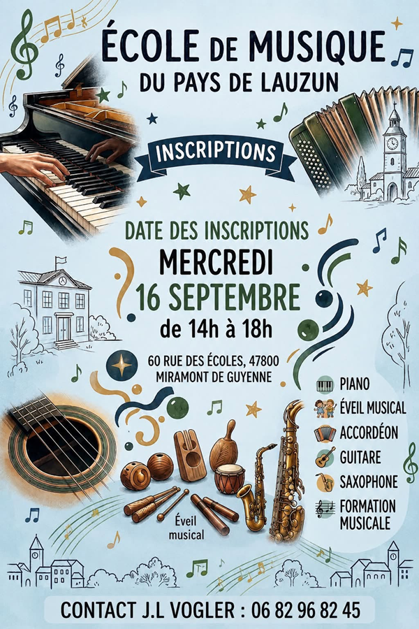 Inscriptions à l'Écol ... - Crédit: ©écoledemusiquesdupaysdelauzun | CC BY-NC-ND 4.0
