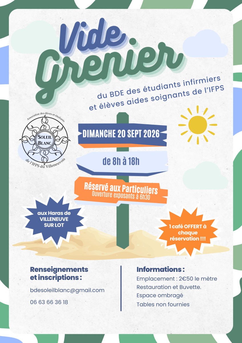 1er vide grenier des élèves aides soignants et étudiants en soins infirmier