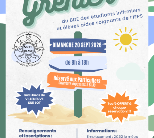 1er vide grenier des élèves aides soignants et étudiants en soins infirmier