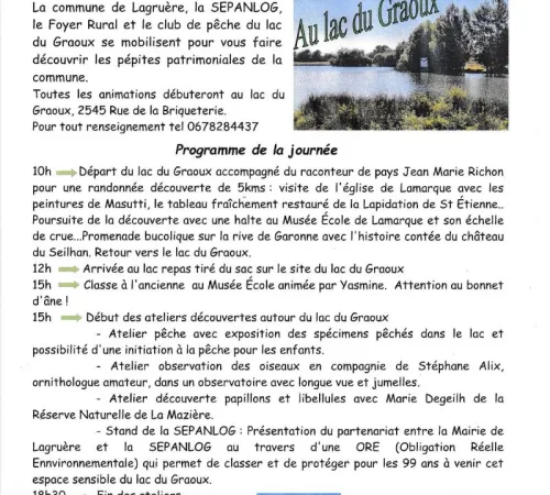 Journee du patrimoine à Lagruère - Au Lac du Graoux