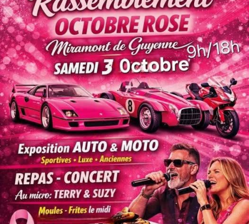 Rassemblement auto-moto et repas concert Octobre Rose